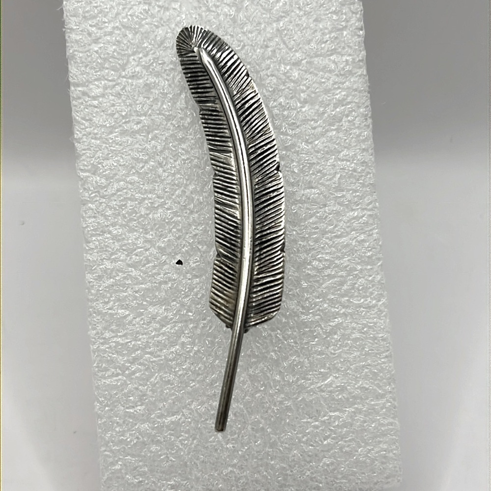Sterling Silver Feather Brooch Intricate  Brooch with Vintage Artisanal Design